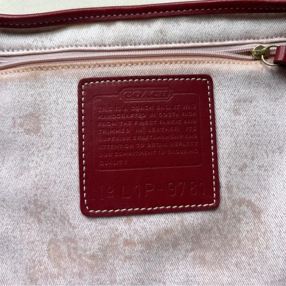 Coach Cream Canvas Satchel Red Leather Trim Gold Hardware – Read Description - Picture 2 of 14